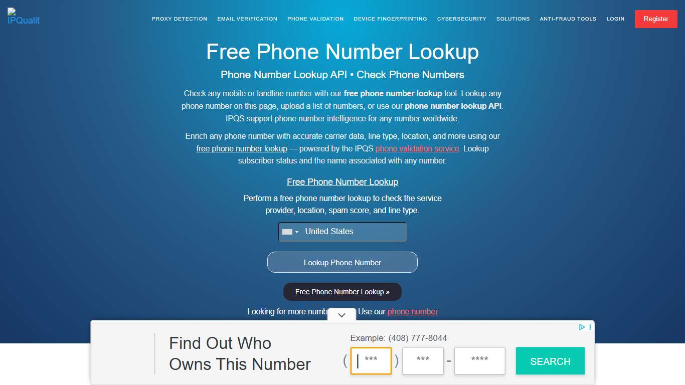 Free Phone Number Lookup Tool Phone Number Lookup API